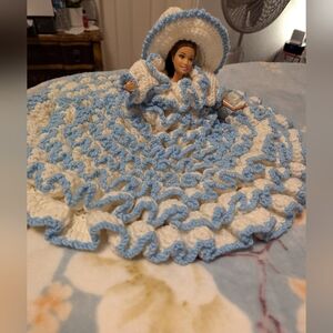 Vintage Crochet Doll Dress & Hat